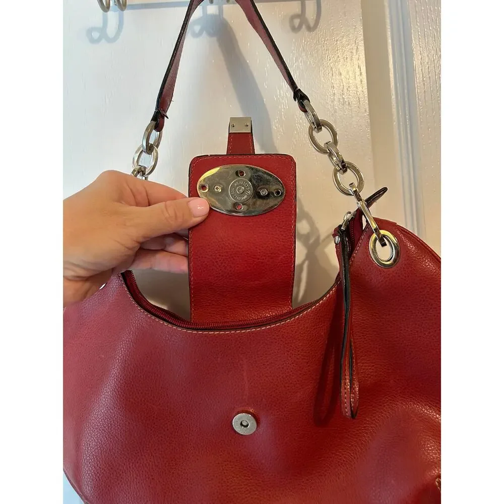 Tod's Vintage Micky Hobo Shoulder Leather Red Hobo Bag